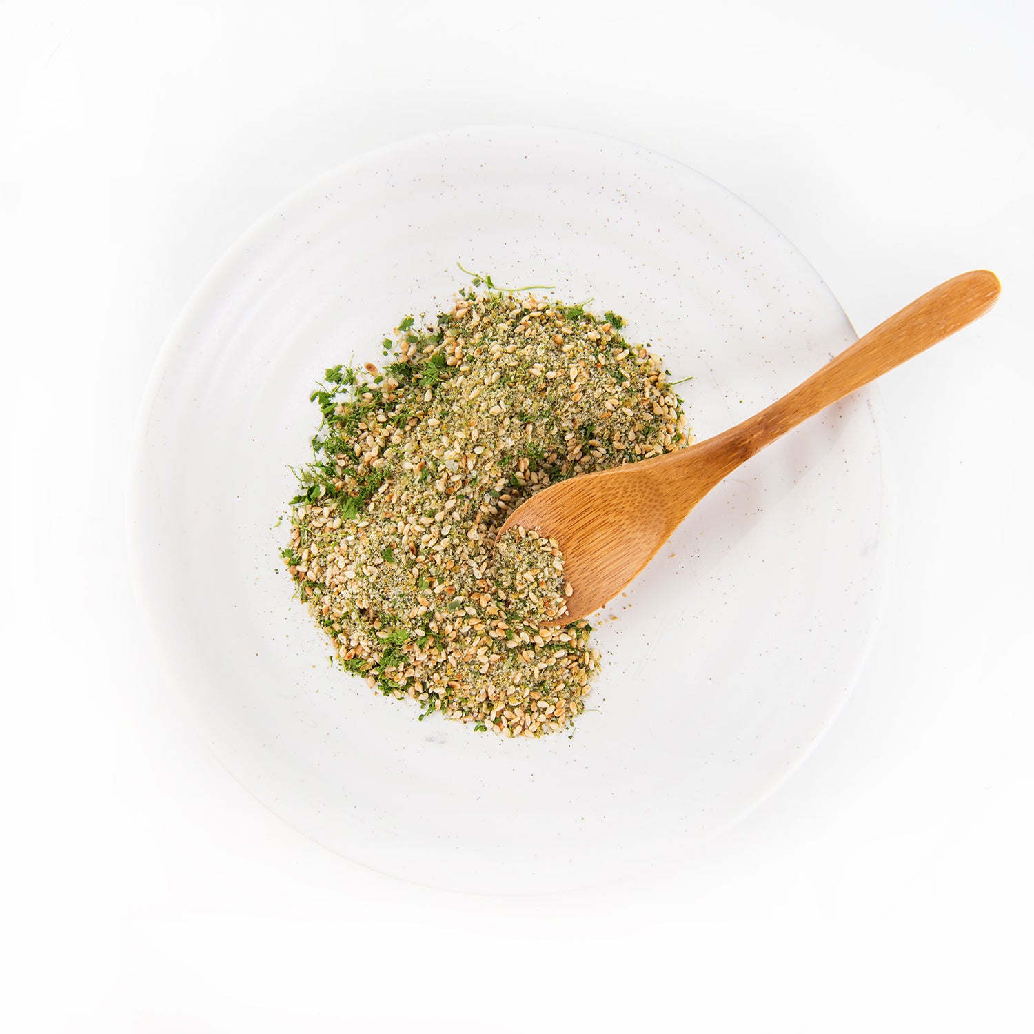 Gomasio seasoning: toasted sesame seeds, kosher salt & herb blend